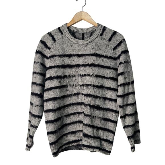 Saint Laurent Paris Unisex Wool Mohair Blend Gray Black Stripe Size Small - Picture 1 of 7